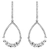 ESTATE .76CT DIAMOND 14KT WHITE GOLD ROUND & BAGUETTE TEAR DROP HANGING EARRINGS