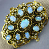 ANTIQUE LARGE 5CT AAA OPAL & PEARL 14K YELLOW GOLD FILIGREE BROOCH PENDANT #2755