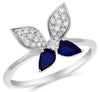ESTATE .69CT DIAMOND & AAA SAPPHIRE 14KT YELLOW GOLD 3D BUTTERFLY LOVE RING
