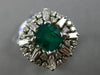ANTIQUE LARGE 4.43CT DIAMOND & EMERALD 14KT WHTIE GOLD 3D SQUARE ENGAGEMENT RING