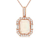 1.22CT DIAMOND & AAA OPAL 14KT ROSE GOLD ROUND & BAGUETTE HALO FLOATING PENDANT
