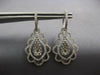 LARGE 1.75CT DIAMOND 14KT WHITE GOLD 3D FLOWER TEAR DROP HUGGIE HANGING EARRINGS