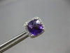 3.08CT DIAMOND & AAA AMETHYST 14KT WHITE GOLD CUSHION & ROUND HALO STUD EARRINGS