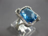 ESTATE LARGE 6.58CT DIAMOND & AAA BLUE TOPAZ 14KT WHITE GOLD 3D SQUARE FUN RING