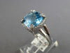 4.66CT DIAMOND & AAA BLUE TOPAZ 14KT WHITE GOLD CUSHION & ROUND ENGAGEMENT RING