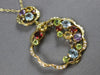 3.42CT DIAMOND & AAA MULTI GEM 14KT YELLOW GOLD 3D DOUBLE FLOWER LOVE NECKLACE
