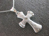 ESTATE .18CT DIAMOND 14KT WHITE GOLD MATTE & SHINY ETOILE CROSS FLOATING PENDANT