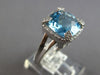 4.66CT DIAMOND & AAA BLUE TOPAZ 14KT WHITE GOLD CUSHION & ROUND ENGAGEMENT RING