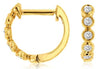 ESTATE .10CT DIAMOND 14KT YELLOW GOLD BEZEL 5 STONE HUGGIE HOOP HANGING EARRINGS