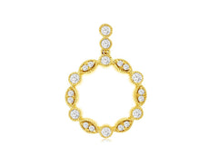 .38CT DIAMOND 14KT YELLOW GOLD ROUND & MARQUISE SHAPE CIRCULAR FLOATING PENDANT