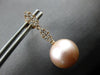 ESTATE .45CT DIAMOND & AAA PINK SOUTH SEA PEARL 18KT ROSE GOLD HANGING EARRINGS