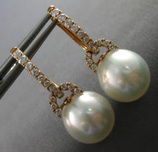 .44CT DIAMOND & AAA SOUTH SEA PEARL 18KT ROSE GOLD 3D LEVERBACK HANGING EARRINGS