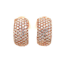WIDE 5.04CT DIAMOND 18KT YELLOW GOLD 3D MULTI ROW HUGGIE HOOP HANGING EARRINGS