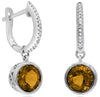 2.25CT DIAMOND & AAA CITRINE 14KT WHITE GOLD 3D ROUND TEAR DROP HANGING EARRINGS