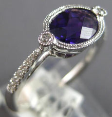 1.28CT DIAMOND & AAA AMETHYST 14KT WHITE GOLD 3D OVAL & ROUND FILIGREE LOVE RING