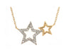 ESTATE .16CT DIAMOND 14KT YELLOW GOLD 3D DOUBLE STAR LOVE NECKLACE