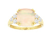 WIDE 3.05CT DIAMOND & AAA OPAL 14KT YELLOW GOLD CUSHION & ROUND ENGAGEMENT RING