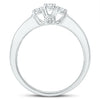 ESTATE 1.0CT DIAMOND 14K WHITE GOLD 3D CLASSIC OVAL 3 STONE FRIENDSHIP LOVE RING
