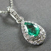 .52CT DIAMOND & AAA EMERALD 14KT WHITE GOLD PEAR SHAPE & ROUND FLOATING PENDANT