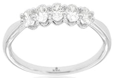 .57CT DIAMOND 14KT WHITE GOLD OVAL CLASSIC 5 STONE SHARED PRONG ANNIVERSARY RING