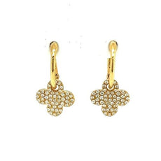 ESTATE .49CT DIAMOND 18KT YELLOW GOLD 3D CLASSIC FLOWER FUN HANGING EARRINGS