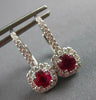 1.33CT DIAMOND & AAA RUBY 18K WHITE GOLD ROUND SQUARE LEVERBACK HANGING EARRINGS