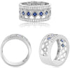 WIDE .64CT DIAMOND & AAA SAPPHIRE 14KT WHITE GOLD PRINCESS & ROUND WEDDING RING
