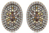 LARGE 3.10CT MULTI COLOR DIAMOND 18KT ROSE GOLD 3D CLUSTER OVAL CLIP ON EARRINGS