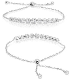 .39CT DIAMOND 14KT WHITE GOLD 3D ROUND GRADUATING ADJUSTABLE FUN TENNIS BRACELET