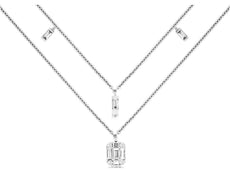.24CT DIAMOND 14KT WHITE GOLD 3D ROUND & BAGUETTE CLUSTER BY THE YARD NECKLACE