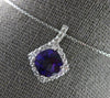 1.46CT DIAMOND & AAA AMETHYST 14KT WHITE GOLD CUSHION & ROUND FLOATING PENDANT