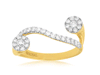 ESTATE .50CT DIAMOND 14KT 2 TONE GOLD 3D DOUBLE FLOWER CRISS CROSS FUN RING