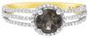 1.11CT DIAMOND & AAA SMOKY TOPAZ 14KT YELLOW GOLD 3D ROUND HALO FLOWER FUN RING
