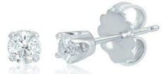 ESTATE .80CT DIAMOND 14KT WHITE GOLD 3D CLASSIC ROUND STUD EARRINGS