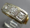 ANTIQUE LARGE .60CT OLD MINE DIAMOND 14KT 2 TONE GOLD 3 STONE UNISEX RING #28055