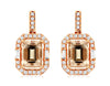 2.26CT DIAMOND & AAA MORGANITE 14KT ROSE GOLD ROUND & BAGUETTE HANGING EARRINGS