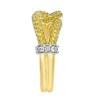 ESTATE .76CT WHITE & FANCY YELLOW DIAMOND 18KT 2 TONE GOLD 3D LOVE KNOT FUN RING