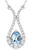.98CT DIAMOND & AAA AQUAMARINE 14KT WHITE GOLD PEAR SHAPE & ROUND LOVE NECKLACE