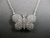 ESTATE LARGE 1.02CT DIAMOND 14KT WHITE GOLD 3D CLASSIC BUTTERFLY LOVE NECKLACE