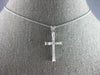 .35CT DIAMOND 14KT WHITE GOLD 3D ROUND & BAGUETTE CLASSIC CROSS PENDANT #27675