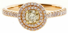 .55CT PINK & FANCY YELLOW DIAMOND 18KT ROSE & YELLOW GOLD ROUND ENGAGEMENT RING