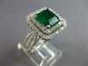 LARGE 3.08CT DIAMOND & AAA EMERALD 14K WHITE GOLD 3D HALO ENGAGEMENT RING #27577