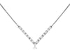 ESTATE .35CT DIAMOND 14KT WHITE GOLD 3D ROUND & BAGUETTE V SHAPE LOVE NECKLACE