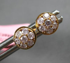 ESTATE .33CT DIAMOND 18KT ROSE GOLD BEZEL CLUSTER CIRCULAR FLOWER STUD EARRINGS