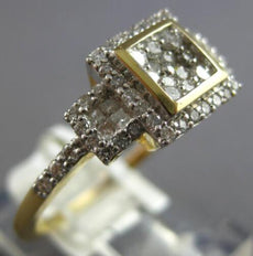 .48CT DIAMOND 14K YELLOW GOLD ROUND CLUSTER SQUARE PAST PRESENT FUTURE LOVE RING