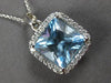 LARGE 6.53CT DIAMOND & AAA LIGHT BLUE TOPAZ 14K WHITE GOLD HALO FLOATING PENDANT