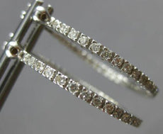 .90CT DIAMOND 14KT WHITE GOLD 3D CLASSIC INSIDE OUT HOOP HANGING EARRINGS #27794