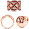 LARGE 2.23CT DIAMOND & AAA RUBY 14K ROSE GOLD 3D MULTI ROW CRISS CROSS LOVE RING