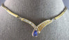 2.44CT DIAMOND & AAA TANZANITE 14K 2 TONE GOLD CRISS CROSS V SHAPE LOVE NECKLACE