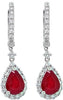 3.24CT DIAMOND & AAA RUBY 18KT WHITE GOLD 3D PEAR SHAPE & ROUND CLASSIC EARRINGS